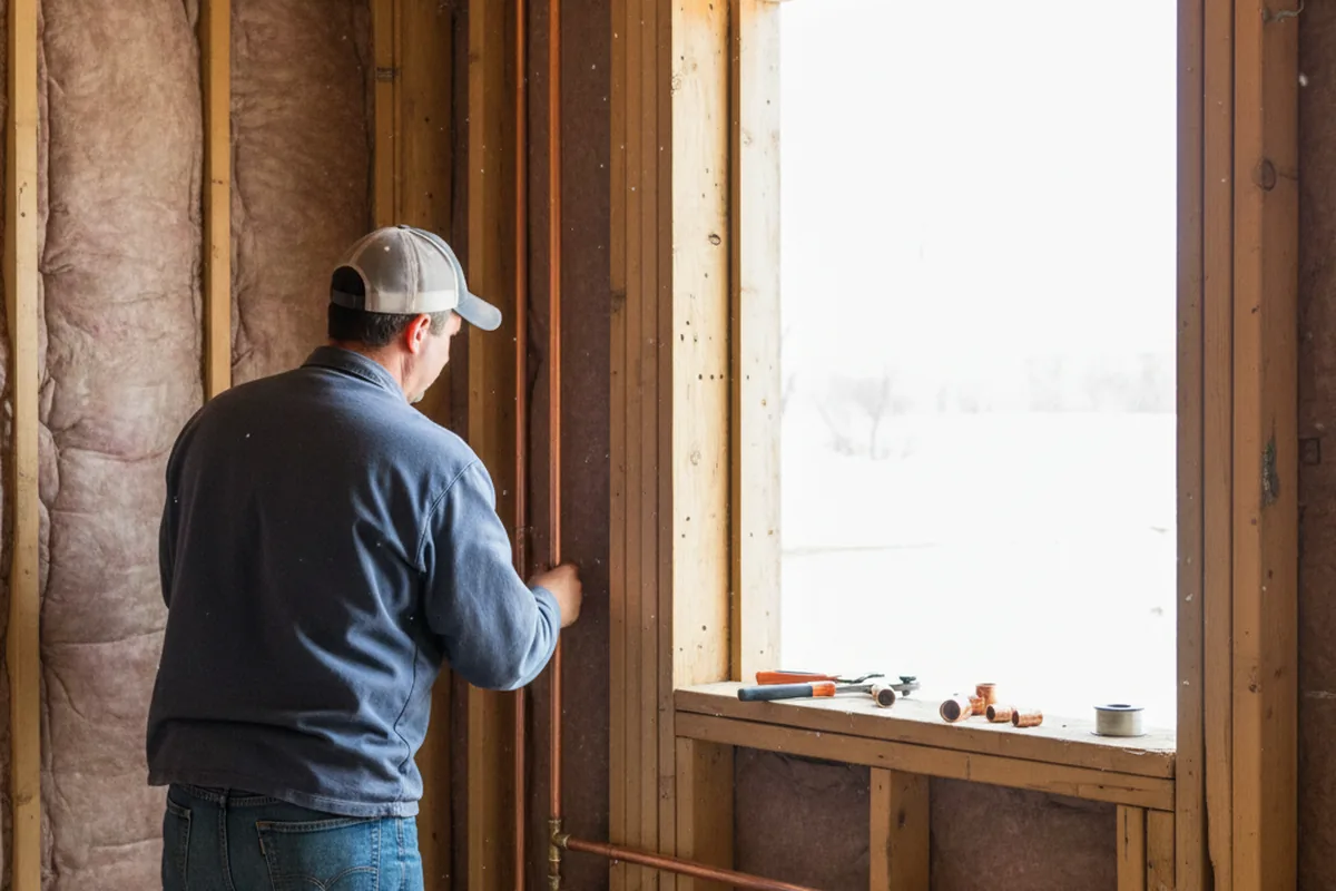 Licensed plumber running new copper supply lines in a Cicero home